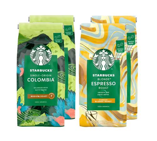 Starbucks Coffee Beans Value Pack: Blonde Espresso Roast and Single Origin Colombia - 4x450g