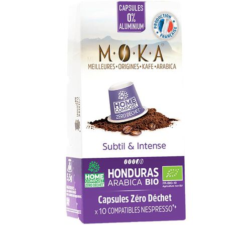 MOKA Honduras Organic and Biodegradable Nespresso&reg; Compatible Capsules x 10