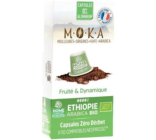 MOKA Ethiopie Organic & Biodegradable Nespresso&reg; Compatible Capsules x 10