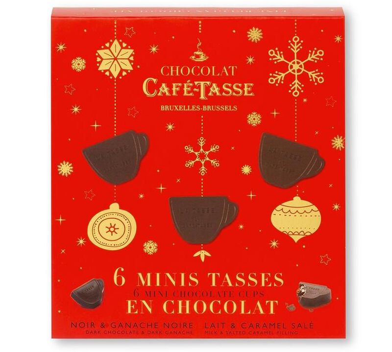 Caf&eacute; Tasse Christmas Gift Box of 6 Chocolate Cups - 60g image number 0