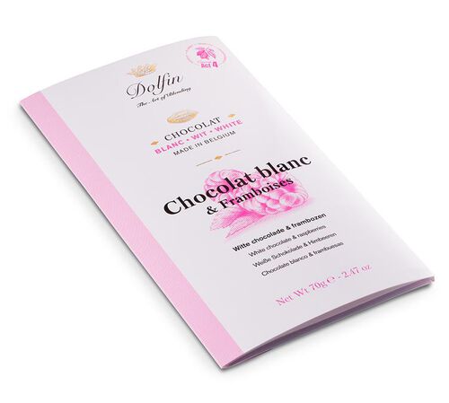 Tablette Chocolat blanc Framboises - 70 g - DOLFIN image number 1