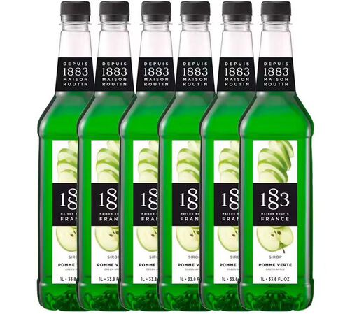Lot de 6 Sirops Pomme Verte - Bouteille Plastique - 6x1L - 1883 ROUTIN