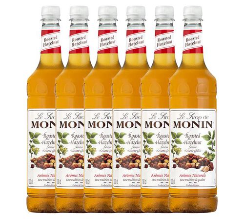 Sirop saveur Noisette grill&eacute;e + pompe doseuse Bouteille plastique - 6 x 1L