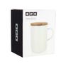 OGO Living White stoneware large tea infusing mug with wooden lid - 475ml image number 2