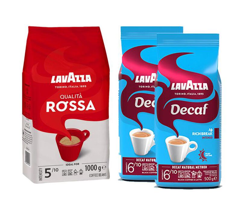 Lavazza - Kaffeebohnen Morgen & Abend Bundle &ndash; Qualit&agrave; Rossa & Decaf Intenso - 2kg image number 0
