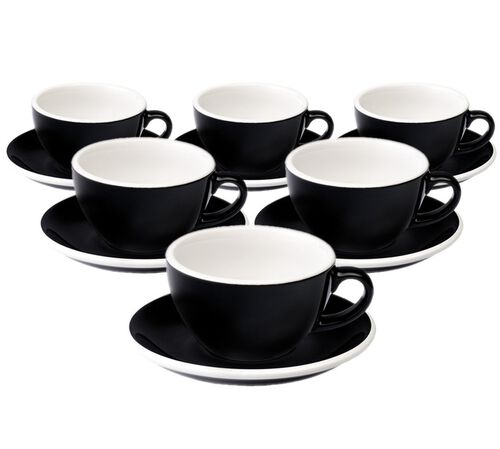 6 Tasses Cappuccino et sous-tasses Egg 20 cl Black - Loveramics