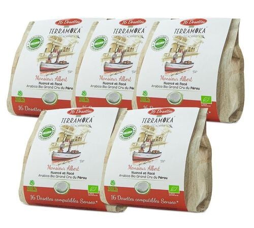 TerraMoka 'Monsieur Albert' organic coffee pods for Senseo x 80