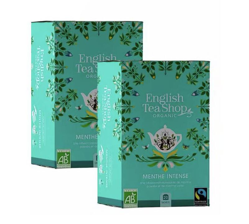 Pack Infusion Menthe Intense Bio - 2 x 20 sachets - FAIRTRADE - ENGLISH TEA SHOP image number 0