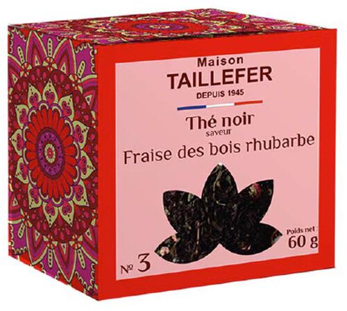 N&deg;3 Wild Strawberry and Rhubarb black tea - 60g loose leaf tea - Maison Taillefer