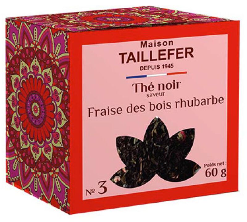 N&deg;3 Wild Strawberry and Rhubarb black tea - 60g loose leaf tea - Maison Taillefer image number 0