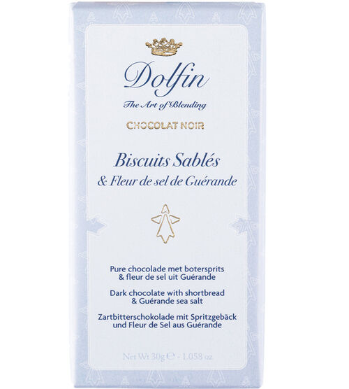 Tablette Chocolat Noir Biscuits Sabl&eacute;s Fleur de Sel de Gu&eacute;rande - 30 g - DOLFIN