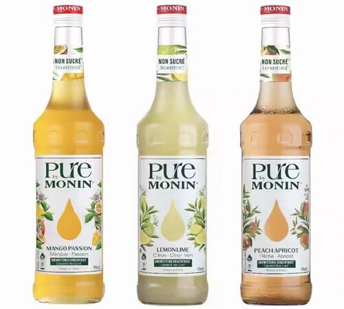 Pure by Monin - Trois sirops concentr&eacute;s aux fruits - Mangue, citron, p&ecirc;che - 3 x 70 cl