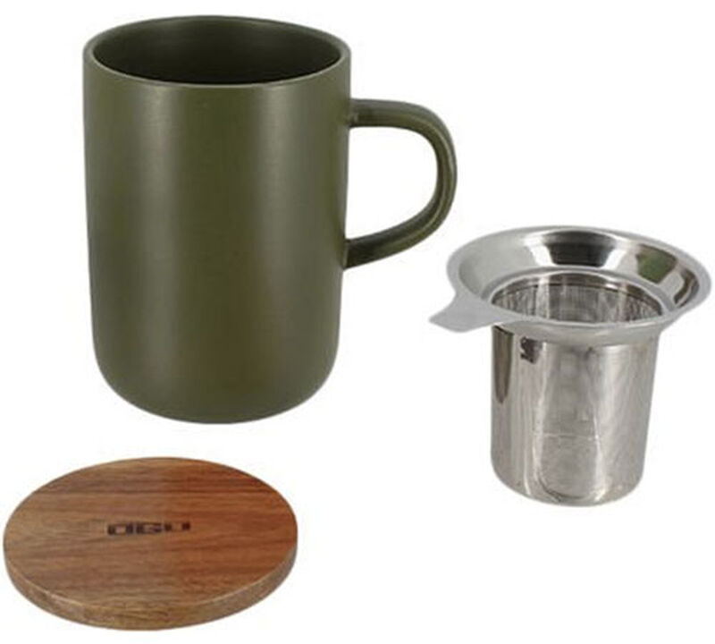 Ogo Living Juliet Stoneware Mug Acacia Lid with Strainer Khaki - 50cl image number 3