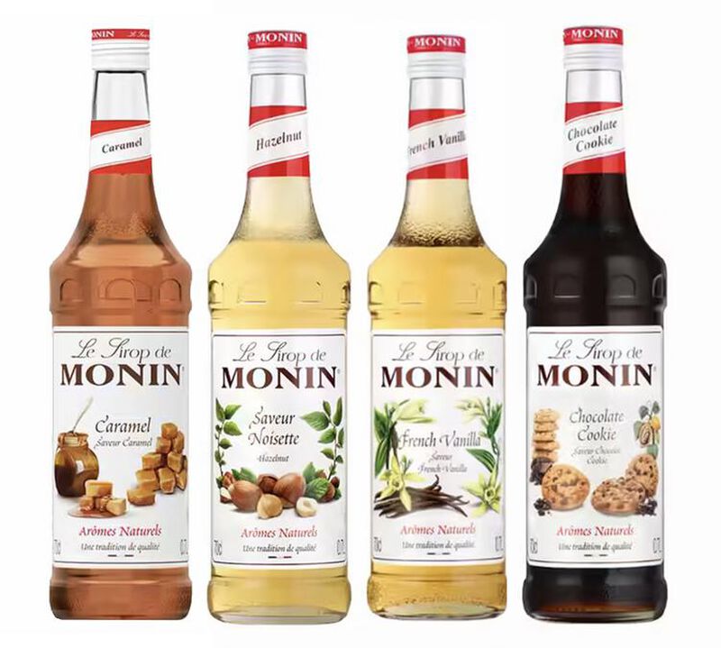 Lot de 4 Sirops Monin - French Vanilla / Caramel / Cookie Chocolat / Noisette - 4 x 70 cl image number 0