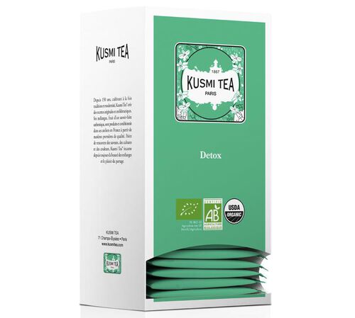 T&egrave; verde biologico e mate Detox - 25 bustine di t&egrave; confezionate - T&egrave; Kusmi
