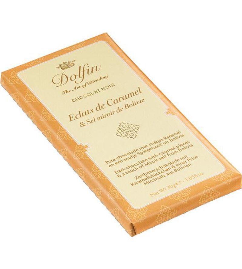 Tablette Chocolat Noir &Eacute;clats de Caramel Sel Miroir de Bolivie - 30 g - DOLFIN image number 1