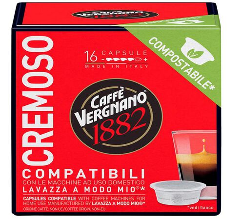 80 Capsules compostables compatibles A Modo Mio Lavazza Cremoso - CAFFE VERGNANO image number 1