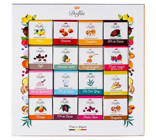 Assortiment de Carr&eacute;s Gourmands Panach&eacute; 16 saveurs - 48 napolitains - DOLFIN