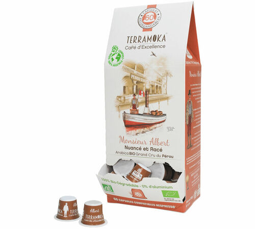 60 Nespresso* Original Compatible Compostable Capsules Monsieur Albert &ndash; TERRAMOKA