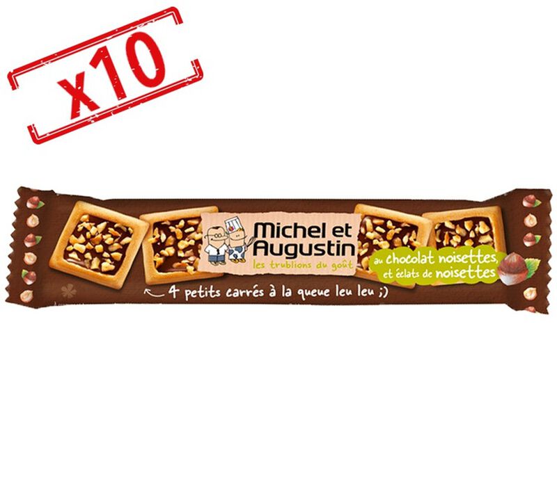 Michel et Augustin Milk Chocolate & Hazelnut Square Bars - Pack of 10 image number 0