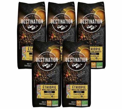 Caf&eacute; en grains 100% Arabica Moka Bio Ethiopie - 5x1kg - Destination