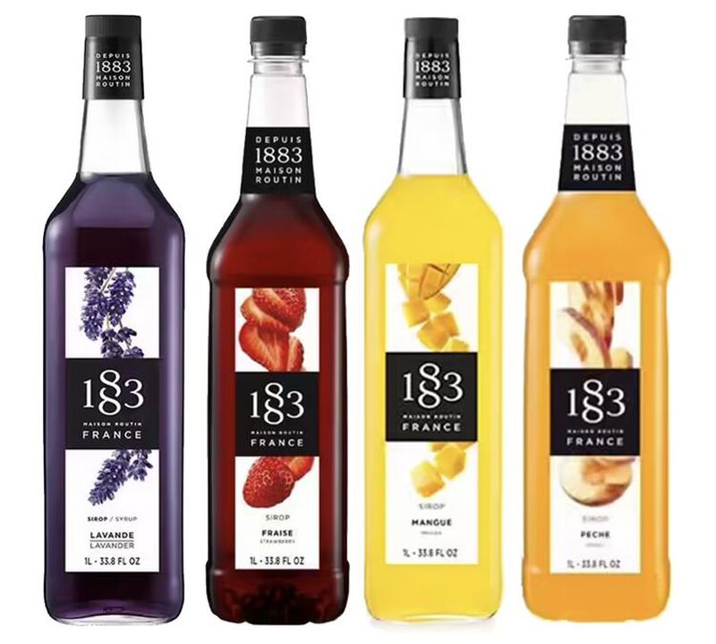 Quatre sirops 1883 Routin 4 x 1 L - Mangue, fraise, p&ecirc;che, lavande image number 0