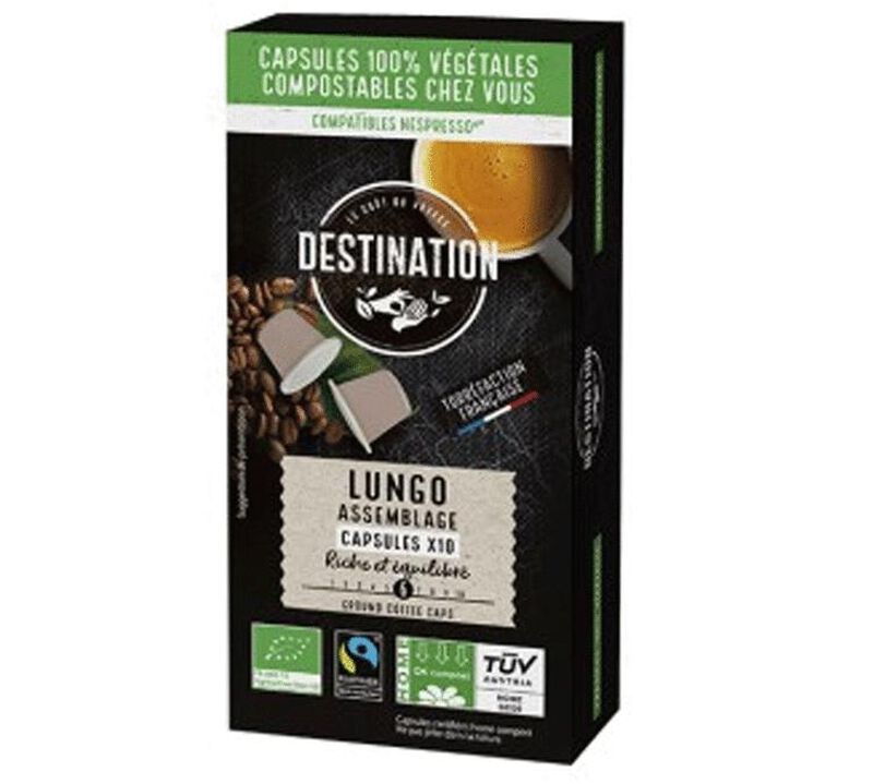 10 Nespresso* Original Compatible Capsules Organic Lungo &ndash; DESTINATION image number 0