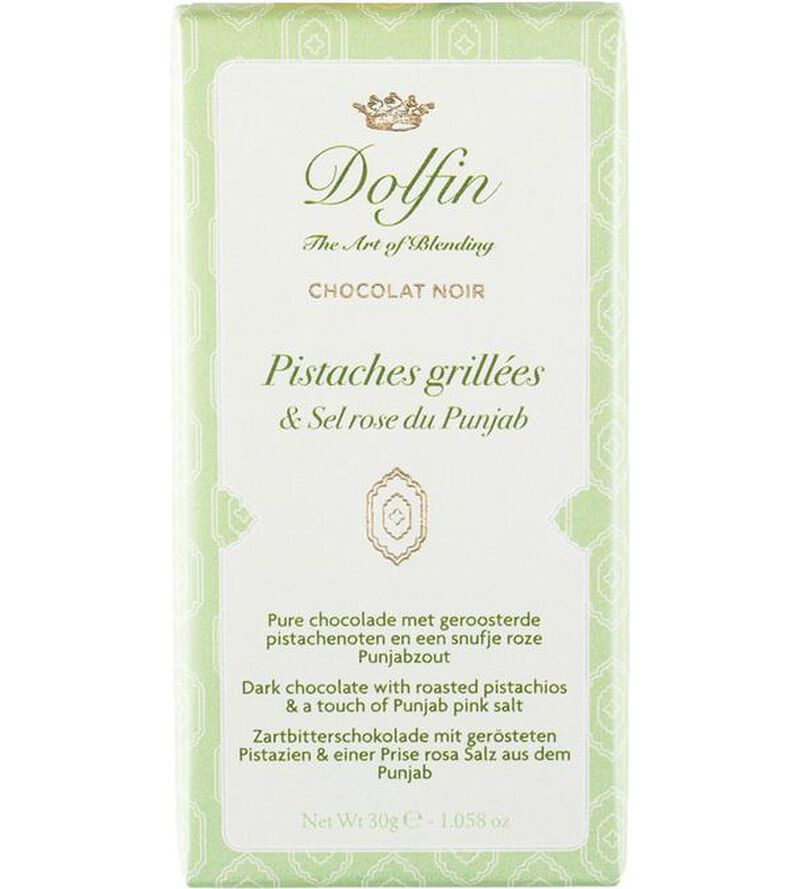 Dolfin Dark Chocolate with Roasted Pistachios and Punjabi Pink Salt - 30g image number 0