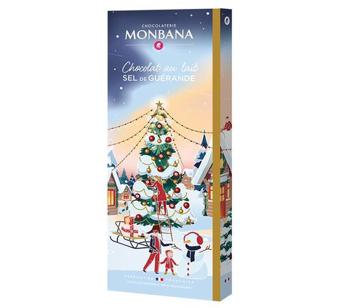 Monbana Milk Chocolate Bar with Gu&eacute;rande Sea Salt - Christmas - 80g