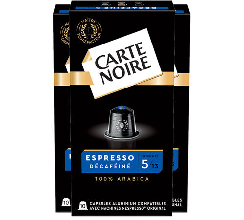 30 capsules compatibles Nespresso* Original Espresso D&eacute;caf&eacute;in&eacute; - CARTE NOIRE