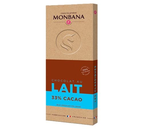 Tablette Chocolat au Lait 33% - 80 g - MONABNA