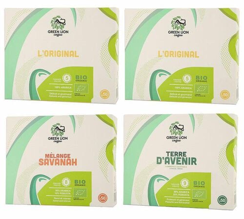 Pack D&eacute;couverte Bio 200 capsules compatibles Nespresso* Pro &ndash; GREEN LION COFFEE
