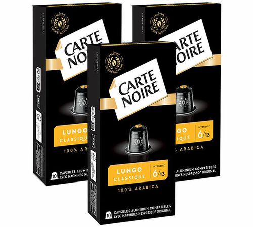 30 capsules compatibles Nespresso* Original Espresso Lungo N&deg;6 - CARTE NOIRE