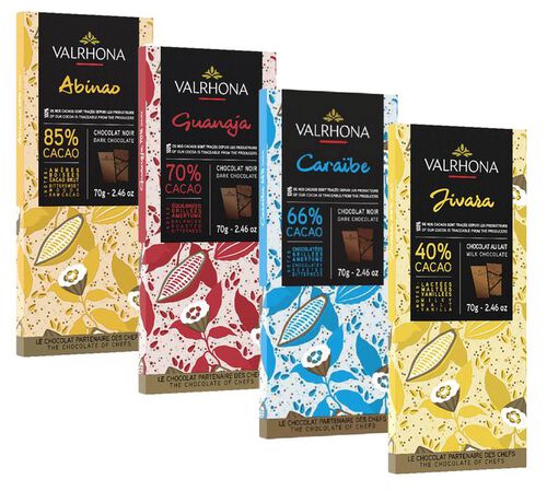 Lot 4 Tablettes Chocolat Noir & Lait - 4 x 70 g - VALRHONA