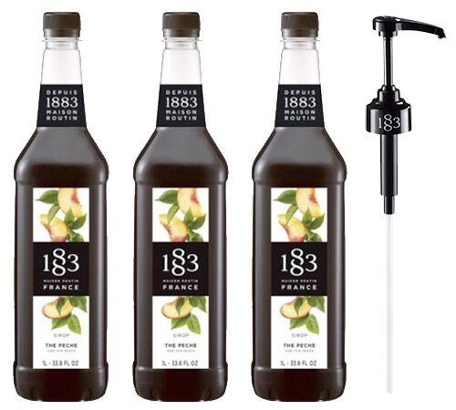 Sirop 1883 Th&eacute; P&ecirc;che - Bouteille plastique - 3 x 1L + Pompe doseuse ROUTIN