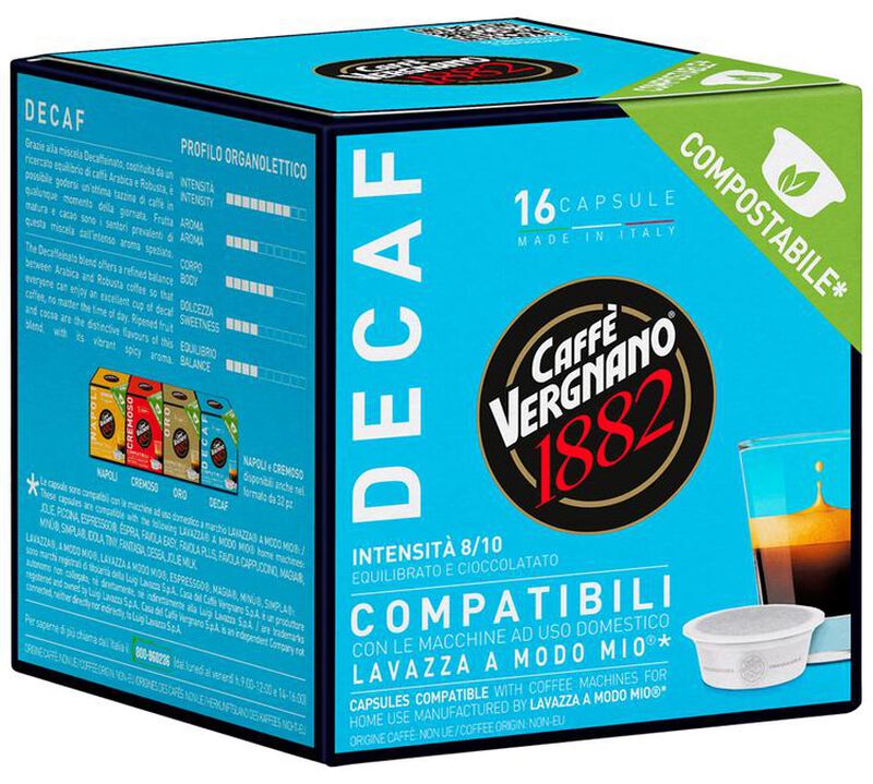 Caff&egrave; Vergnano - 16 capsule compatibili Lavazza A Modo Mio - Decaffeinato image number 1