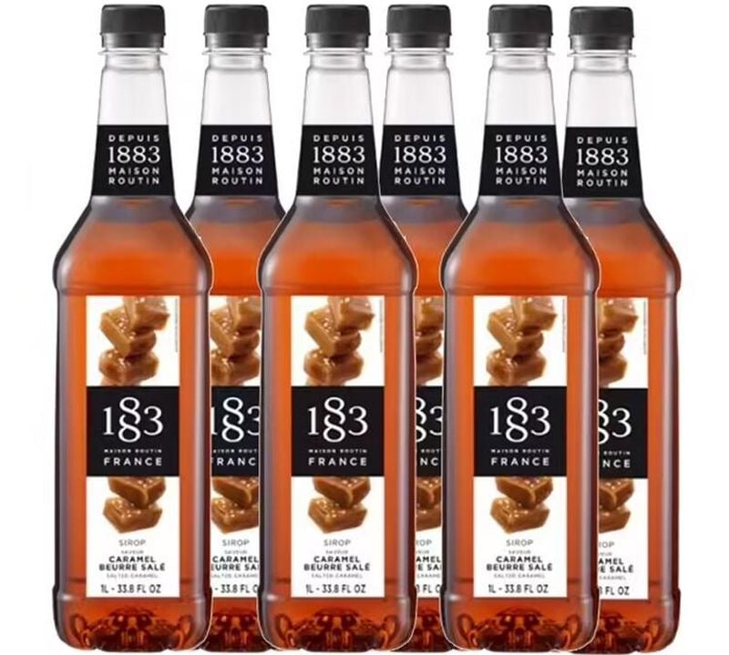 Lot de 6 Sirops Caramel Beurre Sal&eacute; - Bouteille Plastique - 6x1L - 1883 ROUTIN image number 0