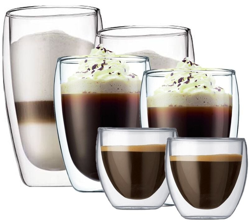 Selection of 6 'Pavina' double wall glasses - 8cl, 35cl and 45cl - Bodum image number 0