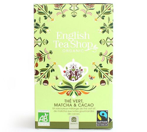 Th&eacute; Vert Matcha Cacao Bio & Equitable - 20 sachets - FAIRTRADE - ENGLISH TEA SHOP image number 0