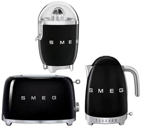 Set Petit-D&eacute;jeuner (Toaster - Presse Agrumes - Bouilloire) Noir - SMEG
