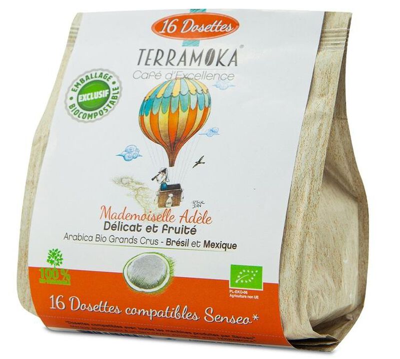 Terramoka Mademoiselle Ad&egrave;le Organic Senseo Pods - 16 Senseo pods image number 0