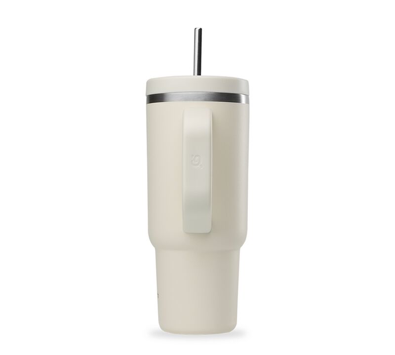Gourde isotherme avec paille Travel cup sable - 90 cl - QWETCH image number 2