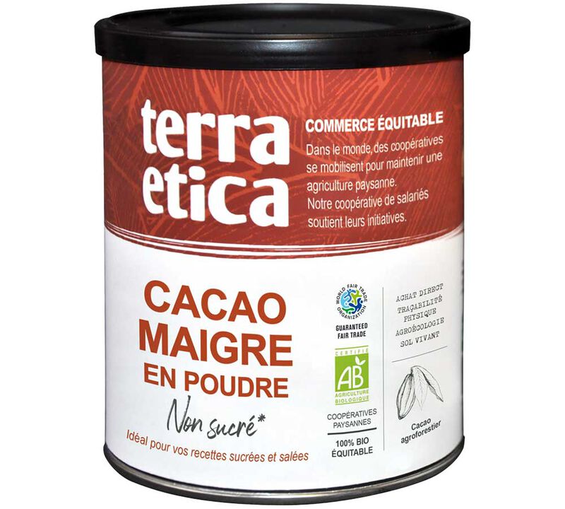 Terra Etica Organic Pure Cocoa Powder Without Added Sugar - 200g image number 0