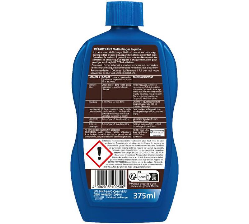 Melitta Anti Calc Liquid Descaler Multi-Purpose - 375ml image number 1