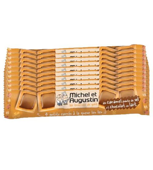 Michel et Augustin Milk Chocolate and Salted Caramel Square Bars - Pack of 10