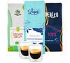 Pack d&eacute;couverte 3 x 250 g Caf&eacute; en grain avec lot de 2 verres &ndash; MAXICOFFEE image number 0