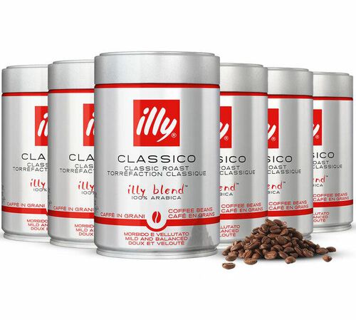 Illy Classico Espresso Coffee Beans - 6 x 250g tin