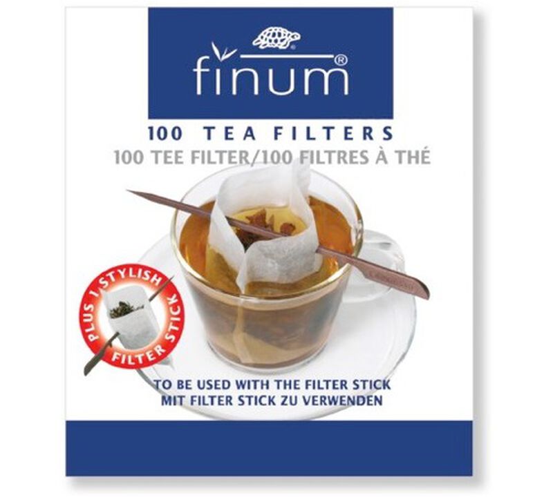 Finum biodegradable Tea filters x 100 + 1 closing stick image number 0