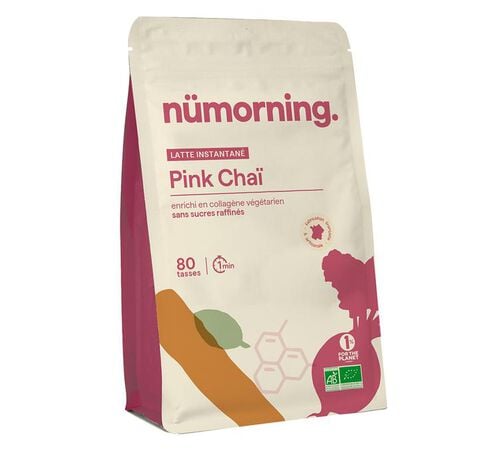 Latte instantan&eacute; Pink Cha&iuml; et collag&egrave;ne bio - Sachet 500 g - N&Uuml;MORNING