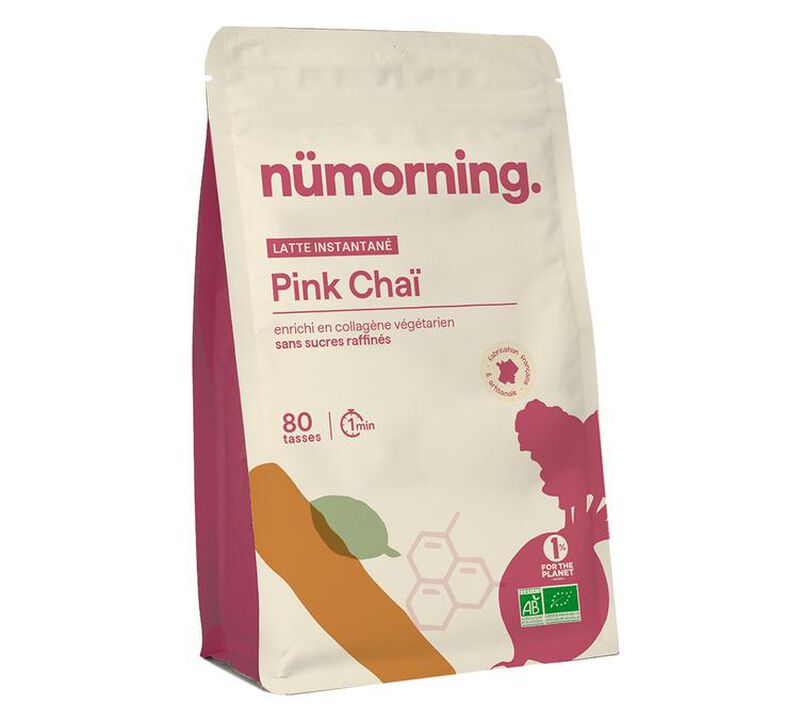 Latte instantan&eacute; Pink Cha&iuml; et collag&egrave;ne bio - Sachet 500 g - N&Uuml;MORNING image number 0